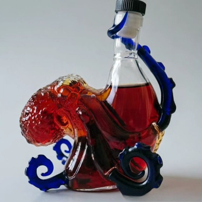 Vintage Collectible Glassware - Whiskey Decanter, Sea Monster Octopus, Vintage