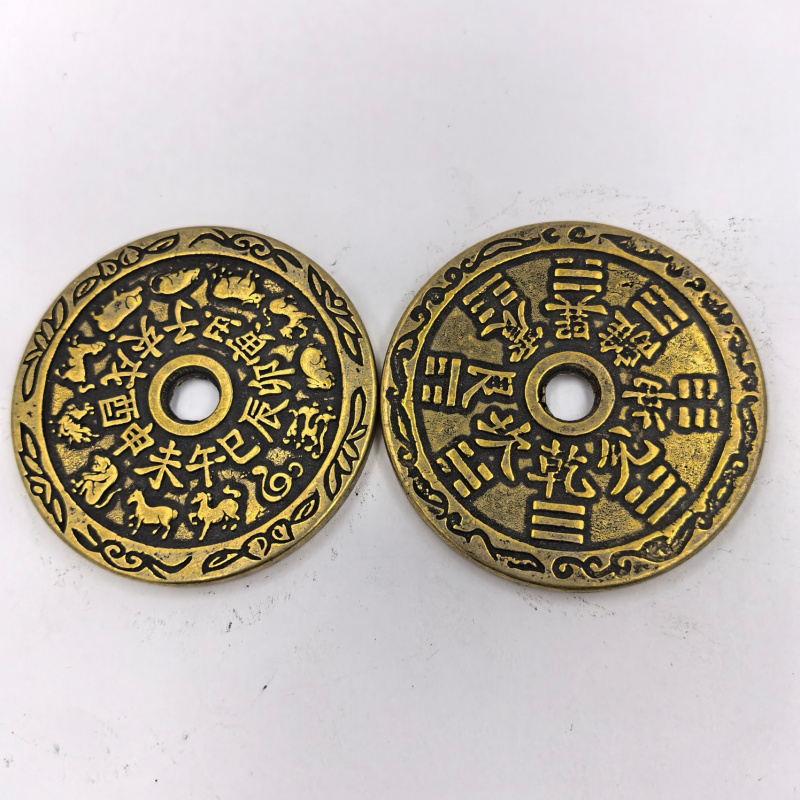 Vintage Collectible Coins - Vintage Thickened Copper Coins Zodiac Bagua
