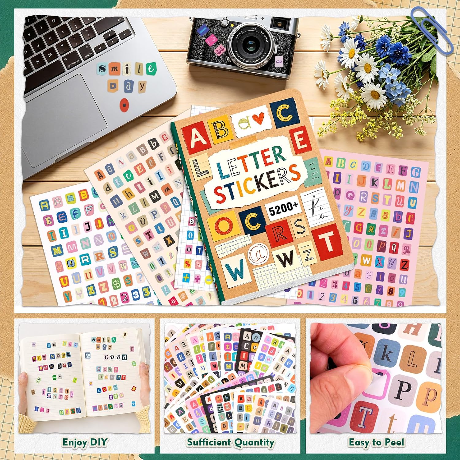 5200Pcs+/48Sheets Self Adhesiv - Vintage Collectible Books ulasan dan harga