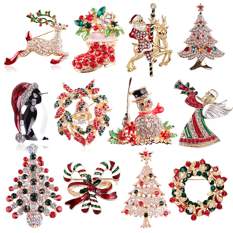 Vintage Rhinestone Christmas B - Collectible Vintage Brooches ulasan dan harga