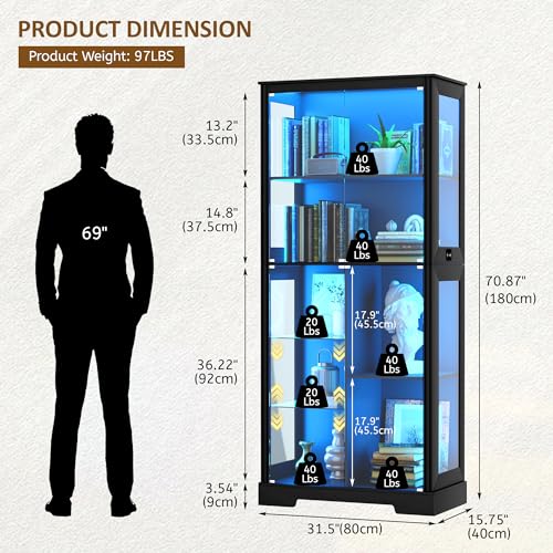 71” Glass Display Cabinet with - Collectible & Vintage Dolls For Wedding ulasan dan harga