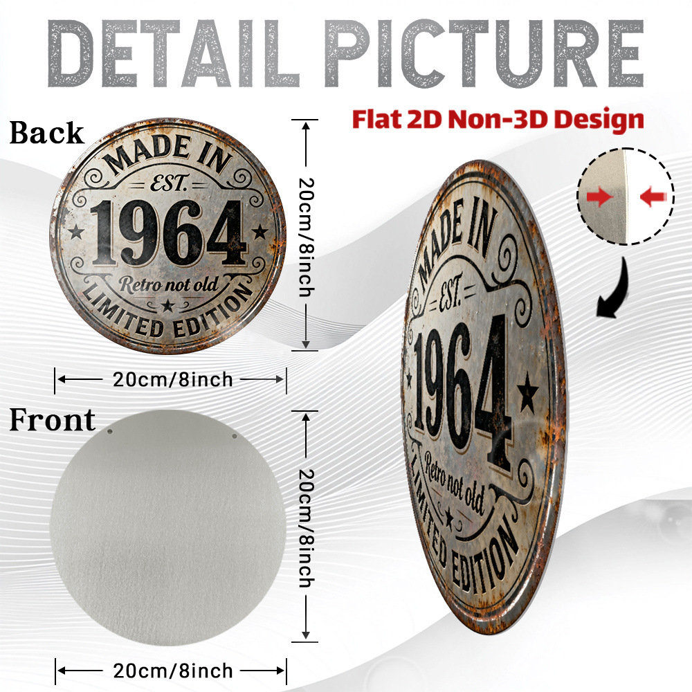 2D Flat, 1pc Vintage 1964 Retr - Vintage Collectible Plates ulasan dan harga